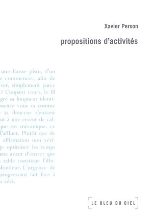 Propositions d'activités - Xavier Person