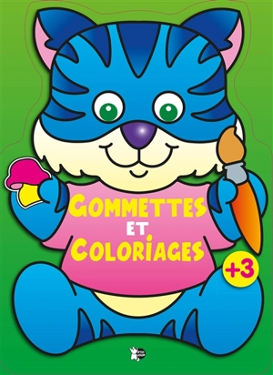 Gommettes et coloriages : chat bleu : + 3 - Jordi Busquets