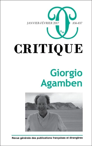 Critique, n° 836-837. Giorgio Agamben