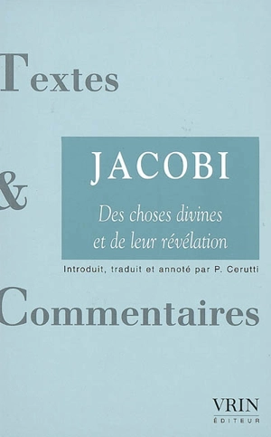 Des choses divines et de leur révélation - Friedrich Heinrich Jacobi