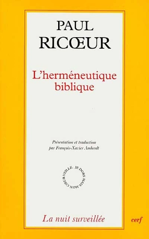 L'herméneutique biblique - Paul Ricoeur