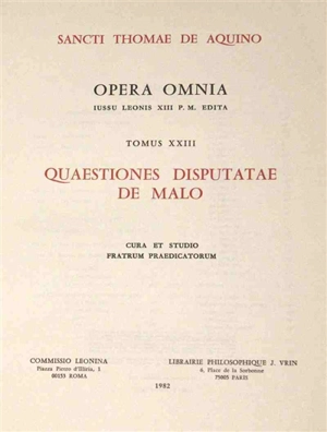 Quaestiones disputatae De malo - Thomas d'Aquin