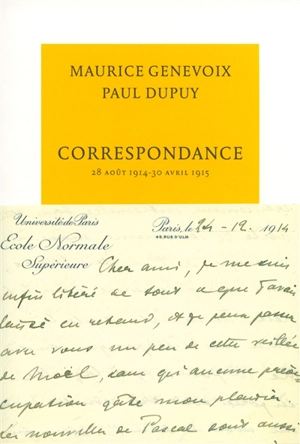 Correspondance : 28 août 1914-25 avril 1915 - Maurice Genevoix