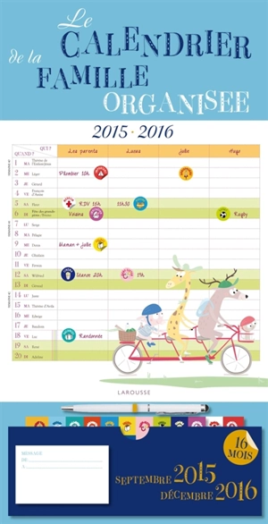 Le calendrier de la famille organisée : septembre 2015-décembre 2016 - Clémence Daniel