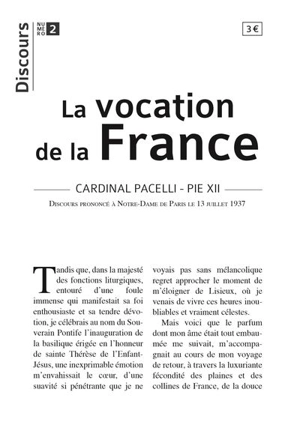 La vocation de la France : discours prononcé à Notre-Dame de Paris le 13 juillet 1937 - Pie 12