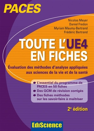 Toute l'UE4 en fiches PACES : évaluation des méthodes d'analyse appliquées aux sciences de la vie et de la santé