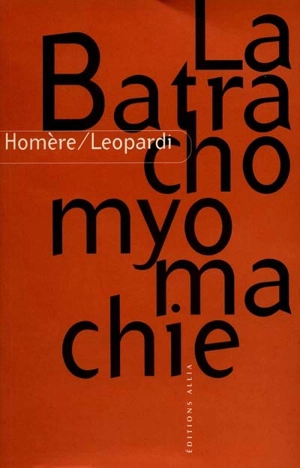 La batrachomyomachie d'Homère