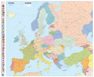 CARTES MURALES - CARTE ROUTIERE ET TOURISTIQUE EUROPE (POLITIQUE - PLASTIFIE - SOUS GAINE) - Collectif