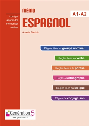 Mémo espagnol A1-A2 - Aurélie Bartolo