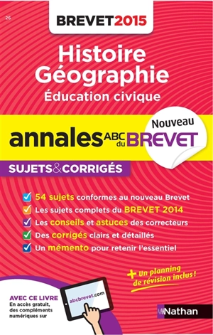 Histoire géographie, éducation civique 3e : brevet 2015 - Grégoire Pralon