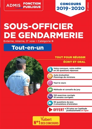 Sous-officier de gendarmerie : externe, interne, 3e voie, catégorie B : tout-en-un, concours 2019-2020 - François Lavedan