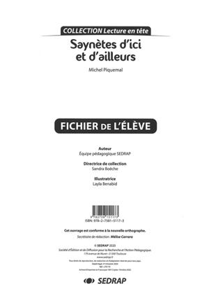 Saynètes d'ici et d'ailleurs, Michel Piquemal : fichier de l'élève - Société d'édition et de diffusion pour la recherche et l'action pédagogique