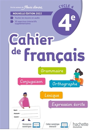 Cahier de français 4e, cycle 4 - Chantal Bertagna