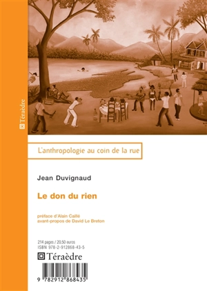 Le don du rien : essai d'anthropologie de la fête - Jean Duvignaud