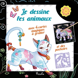 Je dessine les animaux, chat : avec cartes magiques - Miss Holly