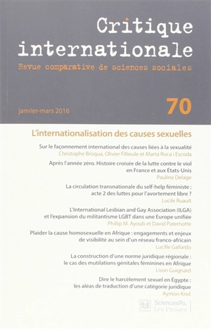 Critique internationale, n° 70. L'internationalisation des causes sexuelles