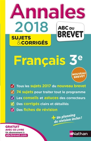 Français 3e : annales 2018 - Thomas Bouhours