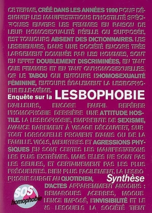 Enquête sur la lesbophobie : synthèse - SOS homophobie (France)