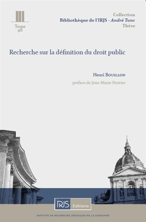 Recherche sur la définition du droit public - Henri Bouillon