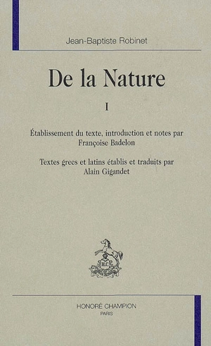 De la nature - Jean-Baptiste Robinet