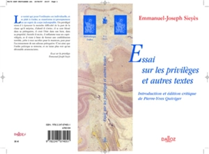 Essais sur les privilèges et autres textes - Emmanuel-Joseph Sieyès