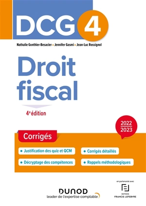 DCG 4, droit fiscal : corrigés : 2022-2023 - Nathalie Gonthier-Besacier