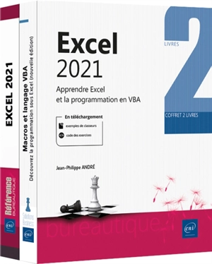 Excel 2021 : apprendre Excel et la programmation en VBA : coffret 2 livres - Jean-Philippe André