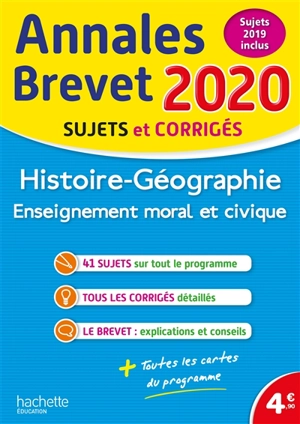 Histoire géographie, enseignement moral et civique : annales brevet 2020, sujets et corrigés : sujets 2019 inclus - Christophe Saïsse