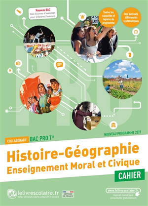 Histoire géographie, enseignement moral et civique terminale bac pro : cahier collaboratif : nouveau programme 2021