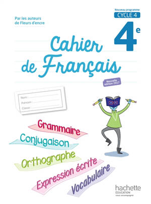 Cahier de français 4e, cycle 4 : nouveau programme - Chantal Bertagna