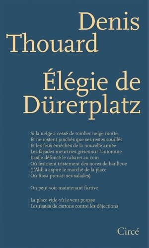 Elégie de Dürerplatz - Denis Thouard