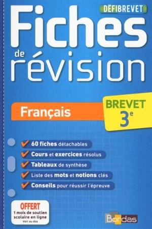 Français, brevet, 3e : fiches de révision - Thomas Gargallo