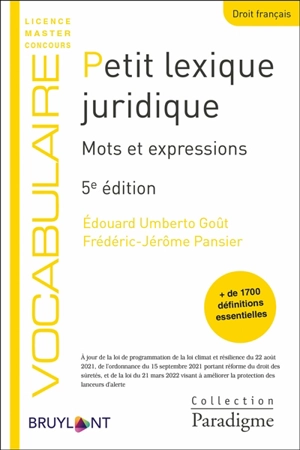 Petit lexique juridique : mots et expressions - Edouard Umberto Goût