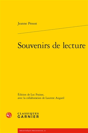 Souvenirs de lecture - Jeanne Proust