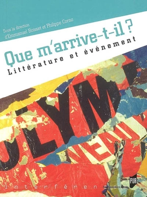 Que m'arrive-t-il ? : littérature et événement : actes du colloque jeunes chercheurs Littérature et événement, les 4, 5 et 6 mars 2004 - COLLOQUE LITTÉRATURE ET ÉVÉNEMENT (2004 ; Rennes)