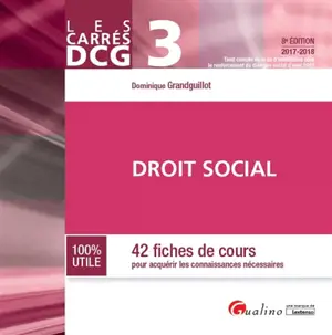 Droit social : 42 fiches de cours pour acquérir les connaissances nécessaires : 2017-2018 - Dominique Grandguillot