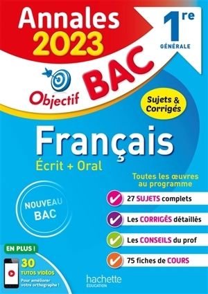 Français écrit + oral 1re générale : annales 2023, sujets & corrigés : nouveau bac - Isabelle de Lisle