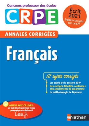 Français : CRPE, annales corrigées : écrit 2020 - Janine Hiu