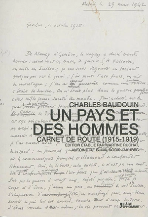 Un pays et des hommes : carnet de route (1915-1919) - Charles Baudouin