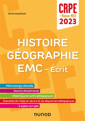 Histoire géographie, EMC, écrit : CRPE + master MEEF 2023 - Céline Sala