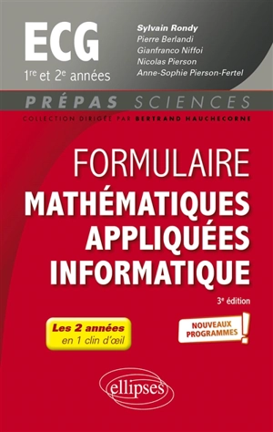 Formulaire mathématiques appliquées informatique ECG 1re et 2e années : nouveaux programmes