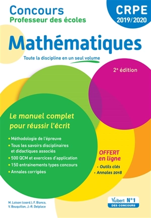 Mathématiques, CRPE 2019-2020 : le manuel complet pour réussir l'écrit - Franky Bianco