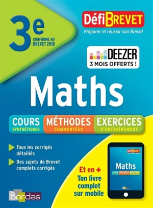 Maths, 3e : conforme au brevet 2018 - Yann Gélébart