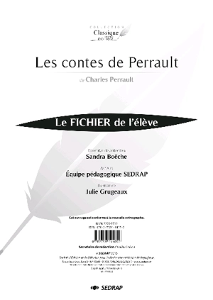 Les contes de Perrault : le fichier de l'élève - Société d'édition et de diffusion pour la recherche et l'action pédagogique