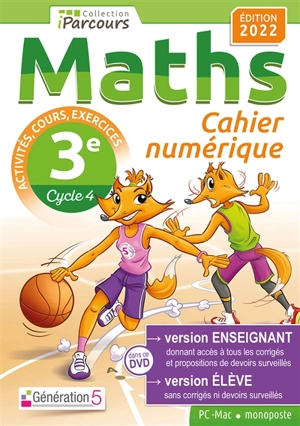 Cahier numérique : maths 3e, cycle 4 : PC-Mac, monoposte - Katia Hache