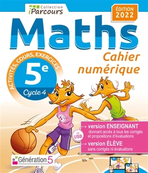 Cahier numérique : maths 5e, cycle 4 : clé USB - Katia Hache