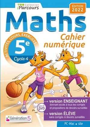 Cahier numérique : maths 5e, cycle 4 : PC-Mac, site - Katia Hache