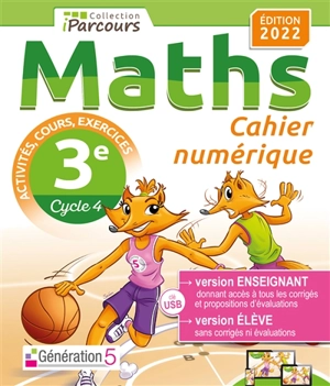 Cahier numérique : maths 3e, cycle 4 : clé USB - Katia Hache