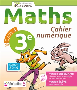 Cahier numérique iParcours maths 3e (clé USB) 2019 - HACHE Katia et Sébas