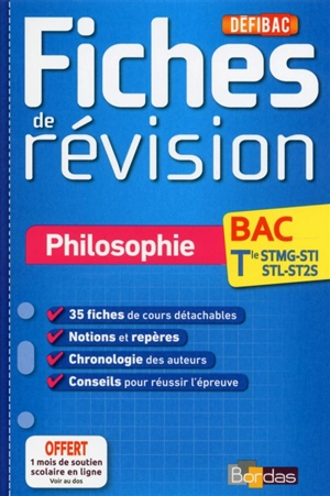 Philosophie, bac terminale STMG, STI, STL, ST2S : fiches de révision - Christian Roche